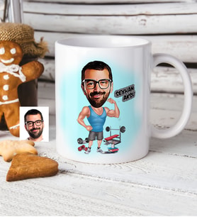 BK Gift Kişiye Özel Fitness Karikatür Beyaz Kupa Bardak