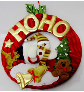 YILBAŞI KAPI SÜSÜ OVAL HO HO 28 CM ( KÜÇÜK)