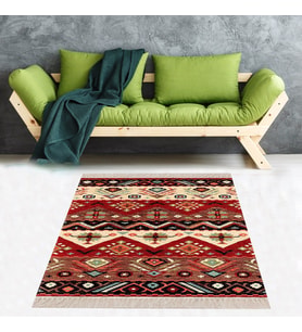 Kilim Desenli Etnik Dijital Baskı Yıkanabilir Kaymaz Taban Modern Salon Halısı ve Yolluk (Karışık)