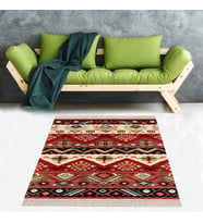 Kilim Desenli Etnik Dijital Baskı Yıkanabilir Kaymaz Taban Modern Salon Halısı ve Yolluk (Karışık)