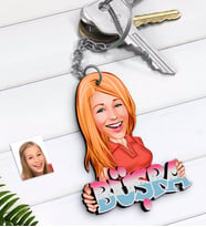 BK Gift Kişiye Özel Bayan İsimli Karikatürlü Ahşap Anahtarlık-1 (Beyaz)