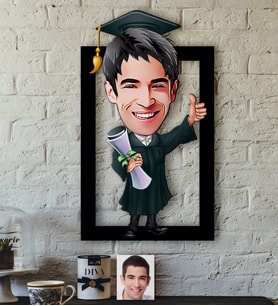 BK Gift Kişiye Özel Bay Mezun Karikatürlü 3D Ahşap Tablo-1