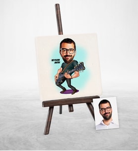 BK Gift Kişiye Özel Gitarist Karikatür Şovaleli Doğal Taş  1