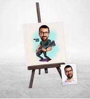 BK Gift Kişiye Özel Gitarist Karikatür Şovaleli Doğal Taş  1