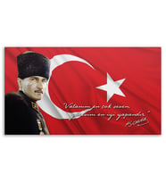 Mustafa Kemal Atatürk Tablosu Deri Üzerine Kanvas Tablo 80x130