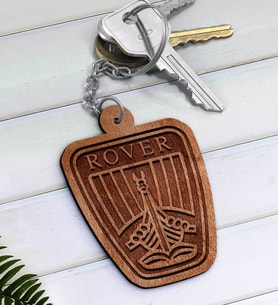 Rover Logolu Ahşap Anahtarlık-1 (Beyaz)