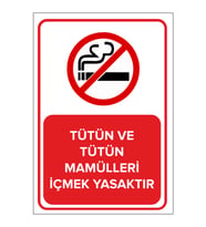 MIGNATIS - Tütün Ve Tütün Mamülleri İçmek Yasaktır Levhası - Sac Malzeme 25x35cm