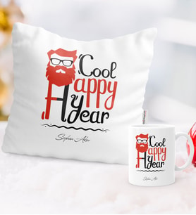 BK Gift Kişiye Özel Yılbaşı Noel Baba Temalı Yastık Kupa Seti - 3