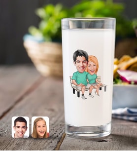 BK Gift Kişiye Özel Sevgililer Karikatürlü Rakı Bardağı-55 (Beyaz)