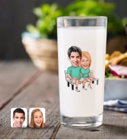 BK Gift Kişiye Özel Sevgililer Karikatürlü Rakı Bardağı-55 (Beyaz)