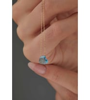 14 Ayar Altın Aqua Kalp Kolye