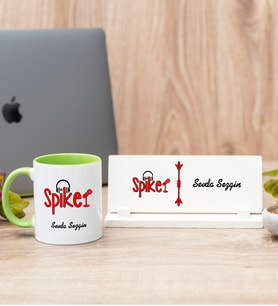 Spiker Yeşil Kupa Bardak Ve Masa İsimliği Hediye Seti