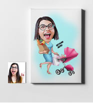 BK Gift Kişiye Özel Ev Hanımı Anne Karikatür Kanvas Tablo 50x70cm 1