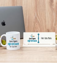 Gemi Yapımı Öğretmeni Beyaz Kupa Bardak Ve Masa İsimliği Set