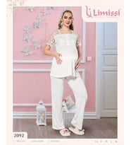Nehirsel 2092  Hamile Lohusa Gecelik Sabahlık Takımı (Ekru)