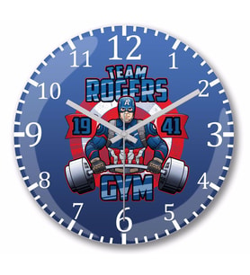 Captain America Team Rogers Duvar Saati Bombeli Gercek Cam
