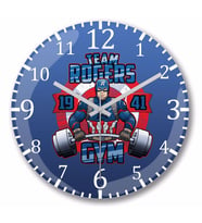 Captain America Team Rogers Duvar Saati Bombeli Gercek Cam