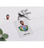BK Gift Kişiye Özel Çiftçi Karikatürlü Şeffaf Pleksi Anahtarlık (Beyaz)