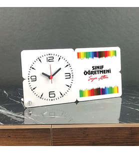 Sınıf Öğretmeni Ahşap Masa Saati 002