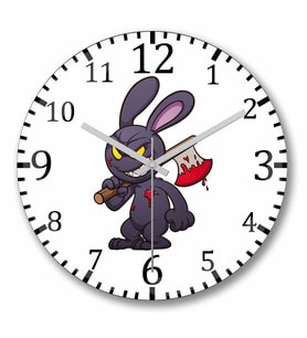 Looney Tunes Evil Bunny  Cartoon Duvar Saati Bombeli Gercek Cam