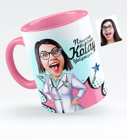 BK Gift Kişiye Özel Bayan Doktor Karikatürlü Pembe Kupa Bardak  1