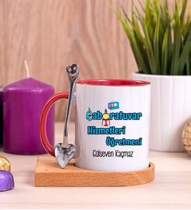 Laboratuvar Hizmetleri Ahşap Altlıklı Kırmızı Kupa Bardak