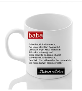 Babalar Gününe Özel Beyaz Kupa Şiirli