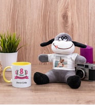 Kadınlar Günü Hediyesi Sarı Kupa Bardak ve Peluş Eşek