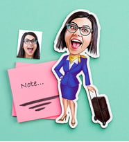 BK Gift Kişiye Özel Hostes Karikatürlü Ahşap Magnet-2 (Çok Renkli)