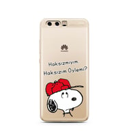 Snoopy Tasarımlı Süper Şeffaf Silikon Telefon Kılıfı Huawei P10 