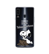 Snoopy Tasarımlı Süper Şeffaf Silikon Telefon Kılıfı Samsung A20s