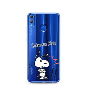 Snoopy Tasarımlı Süper Şeffaf Silikon Telefon Kılıfı Huawei Honor 8X 