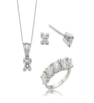 8 Ct Kolye, Küpe, Beştaş Yüzük Set