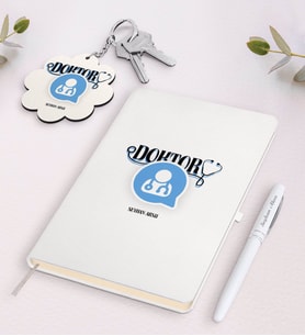BK Gift Kişiye Özel Doktor Beyaz Defter Kalem ve Anahtarlık Hediye Seti-11 (Model 1)