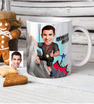 BK Gift Kişiye Özel Bay Dağ Sporcusu Karikatürlü Beyaz Kupa Bardak
