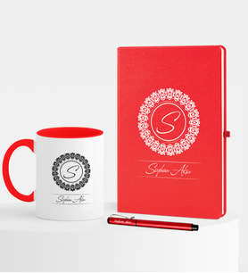BK Gift Kişiye Özel İsimli Kırmızı Defter Kalem Kupa Seti - 2