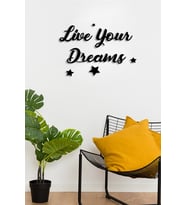 New Jargon - Live Yours Dreams Duvar Oda Ev Aksesuarı Ahşap Tablo 50x34cm (Siyah)