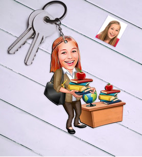 BK Gift Kişiye Özel Bayan Öğretmen Karikatür Anahtarlık  4
