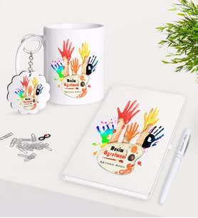 BK Gift Kişiye Özel Resim Öğretmeni Kupa Anahtarlık Beyaz Defter Kalem Hediye Seti-3 (Model 1)