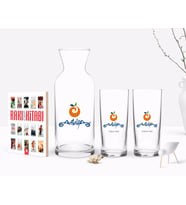 BK Gift Kişiye Özel Renkli Baskılı Antalya Tasarımlı Turistik İkili Rakı Bardağı Karaf ve Cep Kitabı Hediye Seti-1 (Model 1)
