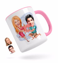 BK Gift Kişiye Özel Sevgililer Karikatürlü Pembe Kupa Bardak-19