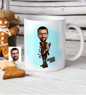 BK Gift Kişiye Özel Bay Okçu Karikatür Beyaz Kupa Bardak