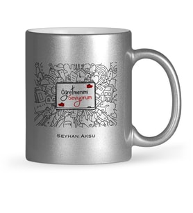 BK Gift Kişiye Özel Öğretmenimi Seviyorum Gümüş Yaldızlı Kupa Bardak