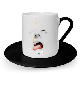 BK Gift Kişiye Özel Cute Face Tasarımlı Siyah Türk Kahvesi Fincanı  1