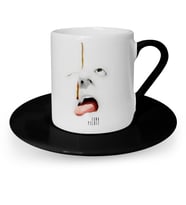 BK Gift Kişiye Özel Cute Face Tasarımlı Siyah Türk Kahvesi Fincanı  1