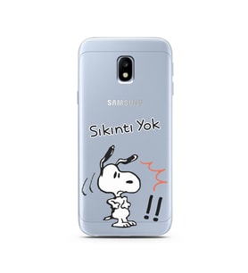 Snoopy Tasarımlı Süper Şeffaf Silikon Telefon Kılıfı Samsung J3 Pro