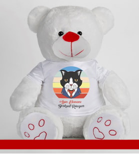 Kişiye Özel Peluş Ayıcık 50cm 86799 (Beyaz)
