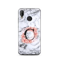Mermer Çiçekli Harf Tasarım Süper Şeffaf Silikon Telefon Kılıfı Huawei P20 Lite 