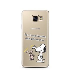 Snoopy Tasarımlı Süper Şeffaf Silikon Telefon Kılıfı Samsung A3 (2017)