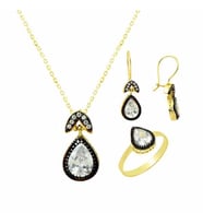 Üçlü Set Damla 8,26 Gram 14 Ayar Altın (Çok Renkli)